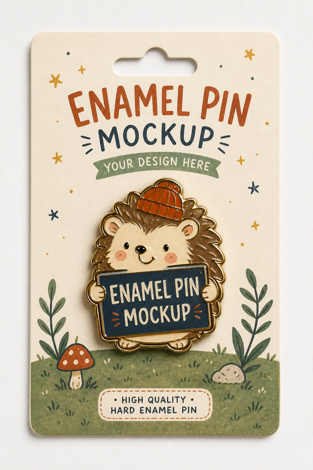 Enamel Pin Mockup — illustration style product mockup