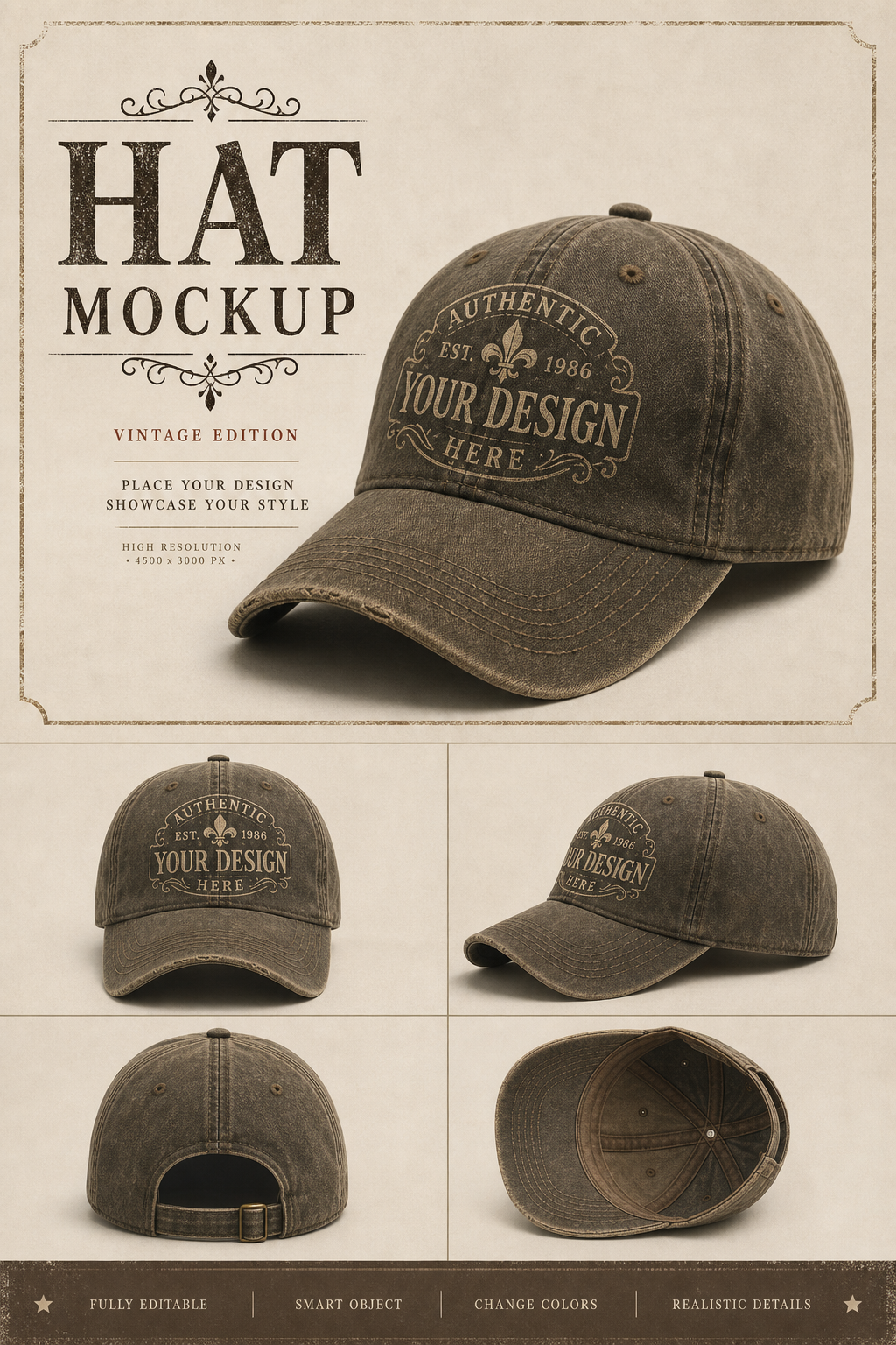 Hat Mockup — vintage style product mockup