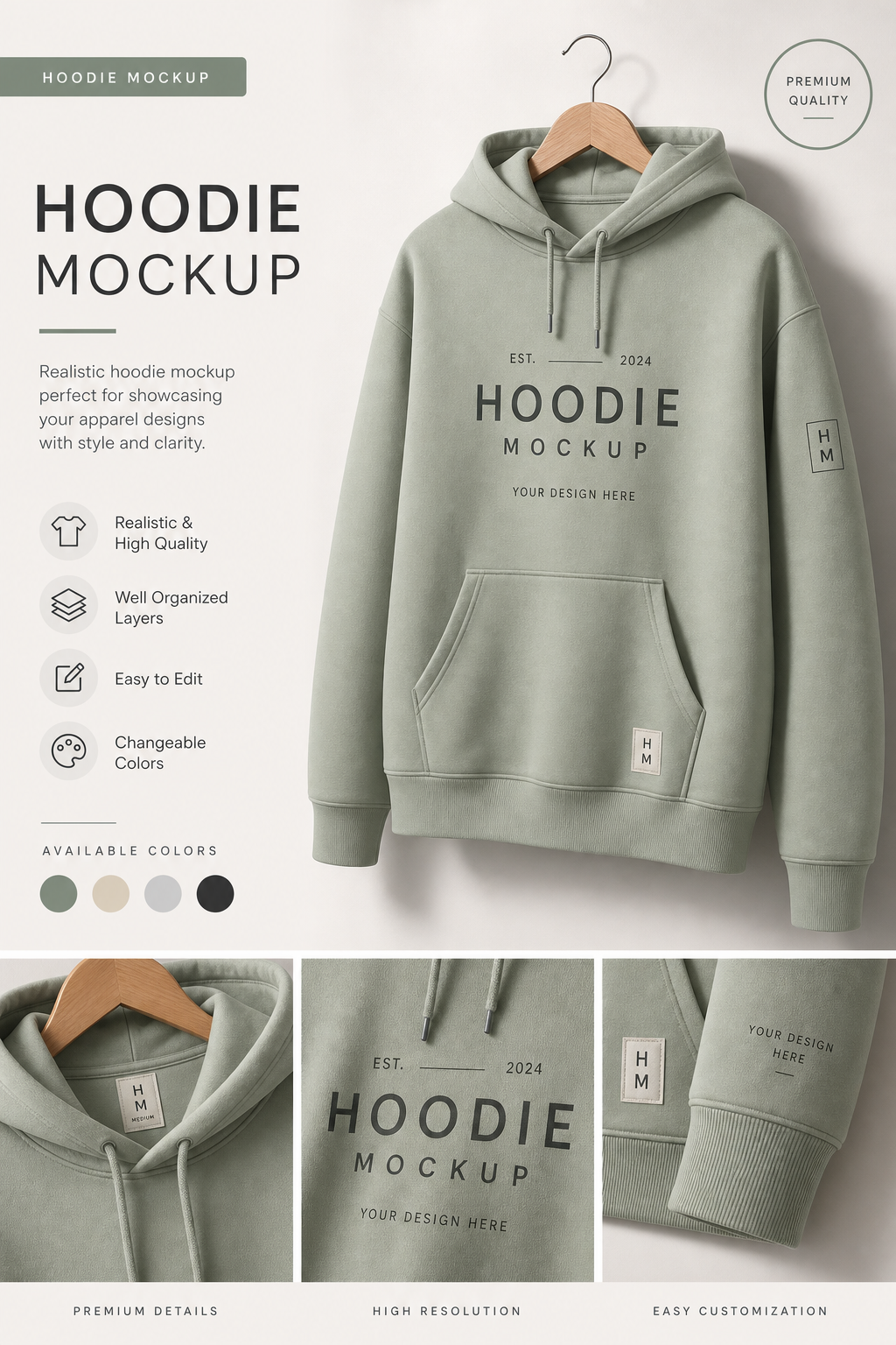 Hoodie Mockup — modern style product mockup