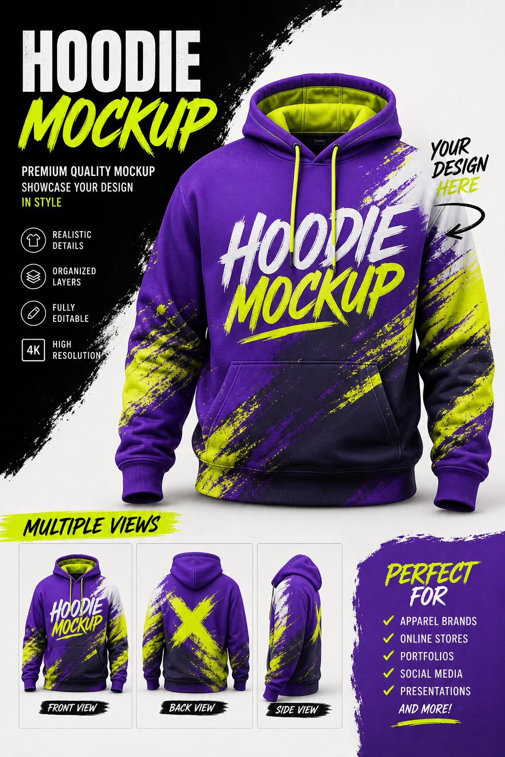 Hoodie Mockup — vibrant style product mockup